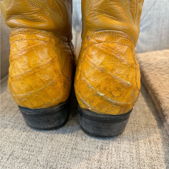 JE-VER Crocodile Alligator Cowboy Boots Gold - Picture 6 of 9